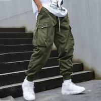 Herren Schwarze Cargo Hose - Olivgrün