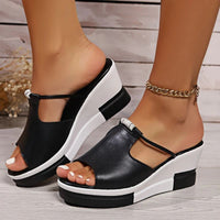 Carina | Damen Plateau Sandalen mit T-Riemen - Schwarz