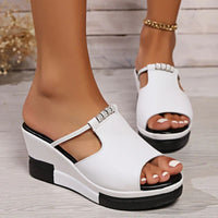 Carina | Damen Plateau Sandalen mit T-Riemen - Weiß