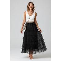Carlotta | Damen Midirock Tüll Elegant - Schwarz