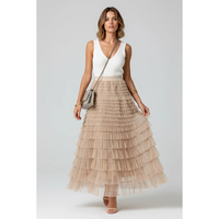 Carlotta | Damen Midirock Tüll Elegant - Beige