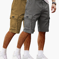 Herren-Cargoshorts im 2er-Pack mit Taschen, bequeme Passform - Grau | Khaki