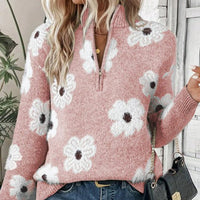 Lena | This Moderner Damenpullover Half-Zip bequem - Rosa