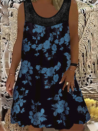 Samudri - Lockeres Armelloses Maxi Kleid Mit Rundhalsausschnitt - Tiefes Himmelblau