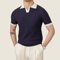 Cedric | Herren Poloshirt Mit Kontrast Modern - Marineblau