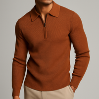 Charlie | Herren Gerippter Reißverschluss Hoodie - Orange
