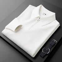 Charlie | Herren Gerippter Reißverschluss Hoodie - Weiß