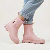 Charlotte | Damen Robuste Profilsohle Chelsea-Stiefel - Rosa
