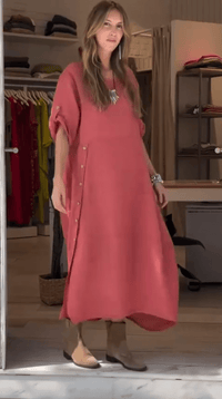 Chiara | Damen Midikleid Modern Feminin Elegant Sommer - Rot