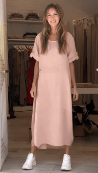Chiara | Damen Midikleid Modern Feminin Elegant Sommer - Rosa