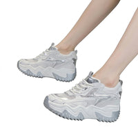 Chunky Mesh-Sneaker mit Schnürung für Damen - Silber