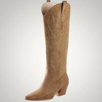 Clara | Damen Kniehohe Western Cowboystiefel - Hellbraun