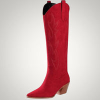 Clara | Damen Kniehohe Western Cowboystiefel - Rot