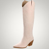 Clara | Damen Kniehohe Western Cowboystiefel - Rosa