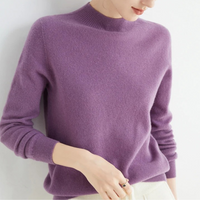 Raina | Damen Weicher Wärmender Stehkragenpullover - Lila