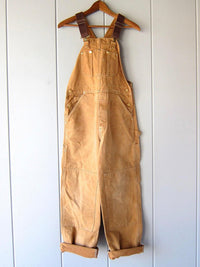 Damen-Latzhosen mit Taschen und Knöpfen - Camel