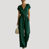 Cordova | Damen V-Ausschnitt Wide Leg Jumpsuit - Dunkelgrün