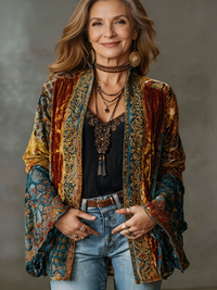 Cordula | Damen Boho Kimono Jacke - Burgunder