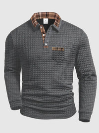 Crispin | Herren Langarm Poloshirt mit Karokragen - Grau