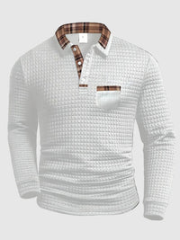 Crispin | Herren Langarm Poloshirt mit Karokragen - Weiß