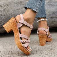 Gwendolyn | Damen Riemchensandalen Geflochtene Details - Pink