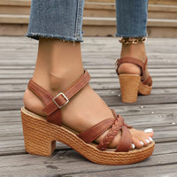 Gwendolyn | Damen Riemchensandalen Geflochtene Details - Brown