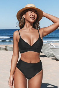 Rachelle Bikini-Set mit hohem Bund - Schwarz