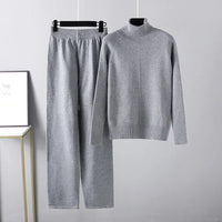 Leah | Zwei-Teile Lounge-Set aus Kabelstrick - Grau
