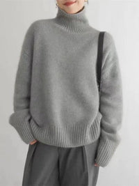 Nicole | Damen Eleganter Strick Rollkragenpullover - Grau