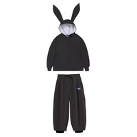 Damen-Anorak und Hose mit weitem Bein Set - Schwarz