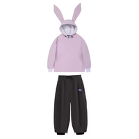 Damen-Anorak und Hose mit weitem Bein Set - Lila/Schwarz