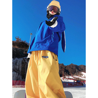 Damen-Anorak und Hose mit weitem Bein Set - Blau/Gelb