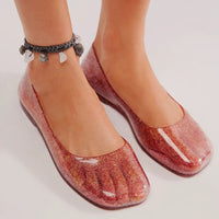 Damen-Ballerinas aus Glitzer-Gelee - Rot