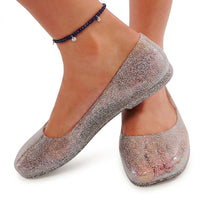 Damen-Ballerinas aus Glitzer-Gelee - Silber