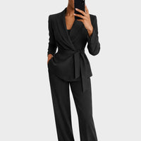 Damen-Blazer und Hosen-Set - Schwarz