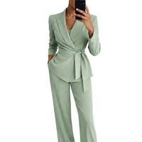 Damen-Blazer und Hosen-Set - Hellgrün