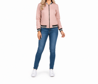 Damen Bomberjacke mit Reißverschluss und Rippbündchen - Rosa