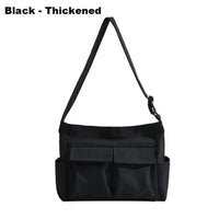Marie | Damen Canvas Tote Bag Vintage Umhängetasche mit Außentaschen - Schwarz verdickt