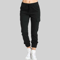 Damen Cargo-Jogger-Hose mit Kordelzug - Schwarz