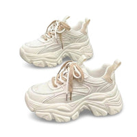 Damen Chunky-Plateau-Sneaker mit Mesh-Einsätzen - Khaki