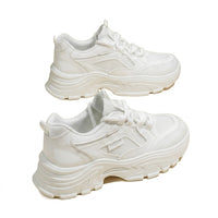 Damen Chunky-Plateau-Sneaker mit Schnürung - Weiß