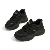 Damen Chunky-Plateau-Sneaker mit Schnürung - Schwarz