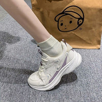 Damen Chunky Schnür-Sneaker mit Mesh-Einsätzen - Lila