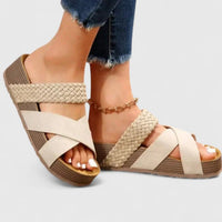 Hannah | Damen Comfortable Sandals Orthopädische Plateau-Kreuzriemen Sommersandalen - Weiß