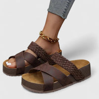 Hannah | Damen Comfortable Sandals Orthopädische Plateau-Kreuzriemen Sommersandalen - Braun