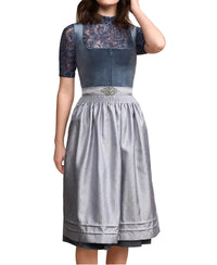 Damen Dirndl Kleid mit Schmuckapplikation, Schürze und Faltenrock - Blau