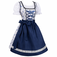 Damen Dirndl Set mit floralem Muster, Schnürfront und Schürze - Weiß