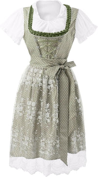 Damen Dirndl Set mit Schnürung und Schürze - Grün