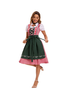 Damen Dirndlkleid Set mit Schürze und Bluse - Grun