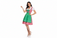 Damen Dirndlkleid Set mit Schürze und Bluse - Karo Grun